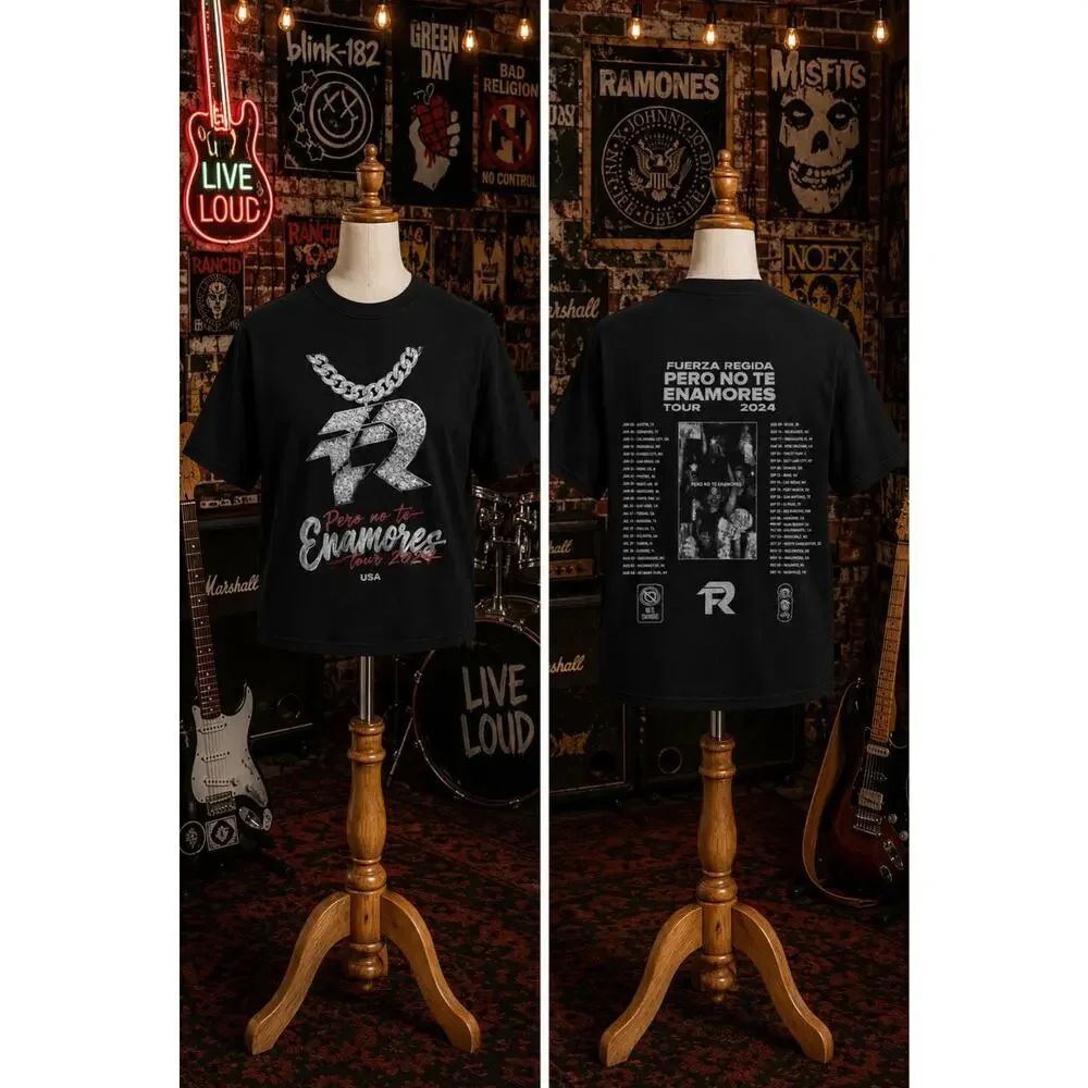 Fuerza Regida Pero No Te Enamores Tour 2024 Black Tee Size Small